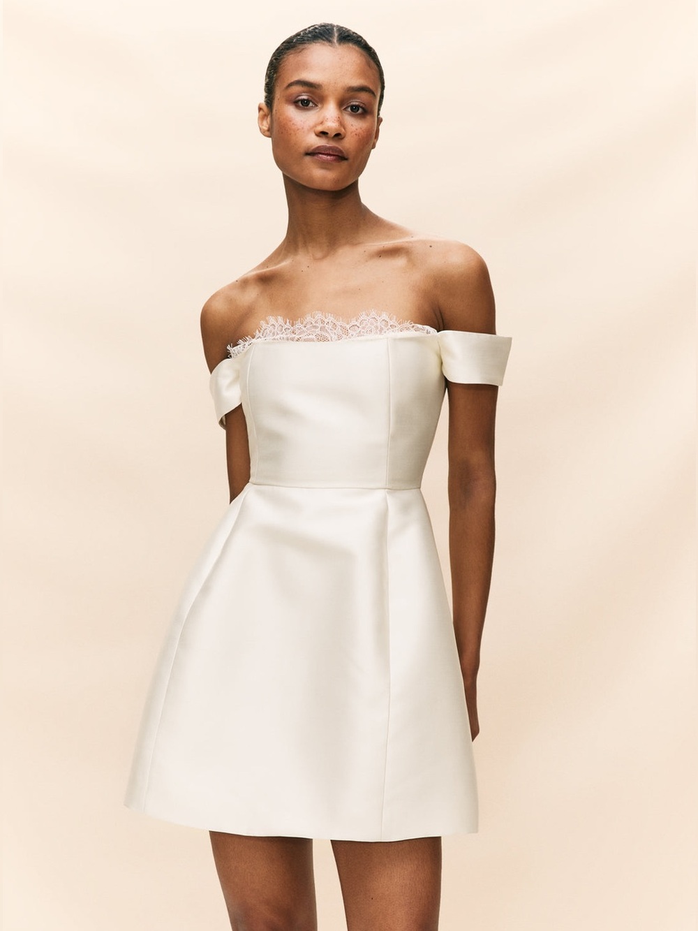 De La Vali Idaira Mini Dress Ivory Twill